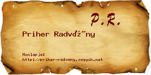 Priher Radvány névjegykártya